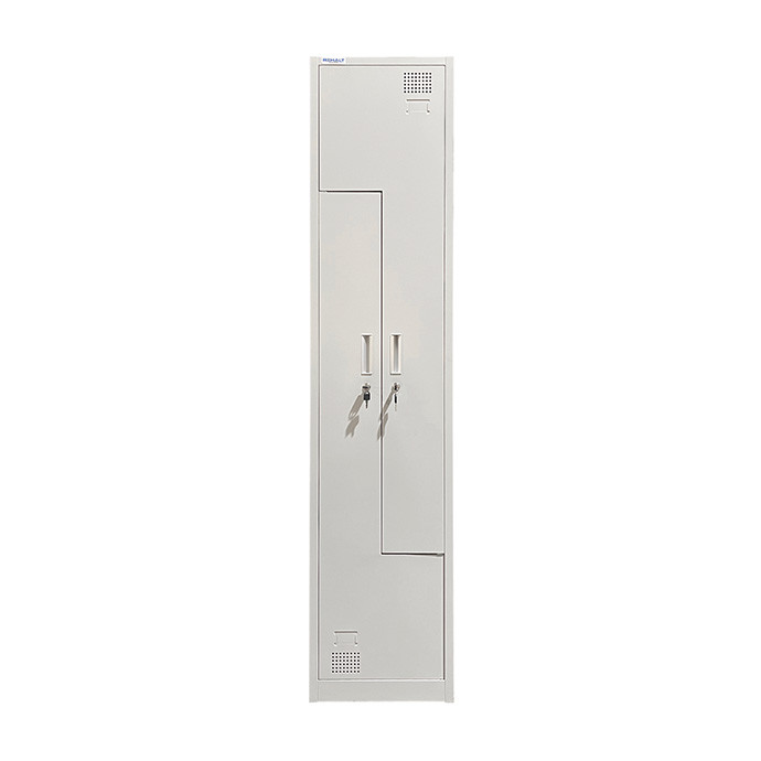 Metāliskais ģērbtuves divvietīgais skapītis, divos līmeņos, L formas Rehalt Systems 1800 x 400 x 500
