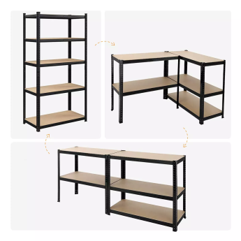 Noliktavas plaukts 180x90x40 PRO Melnā krāsā (5 gab.)