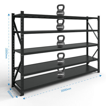Metāla plaukti 2500x2000x500 ar 5 plauktu Rehalt Systems, bāzes sekcija 2