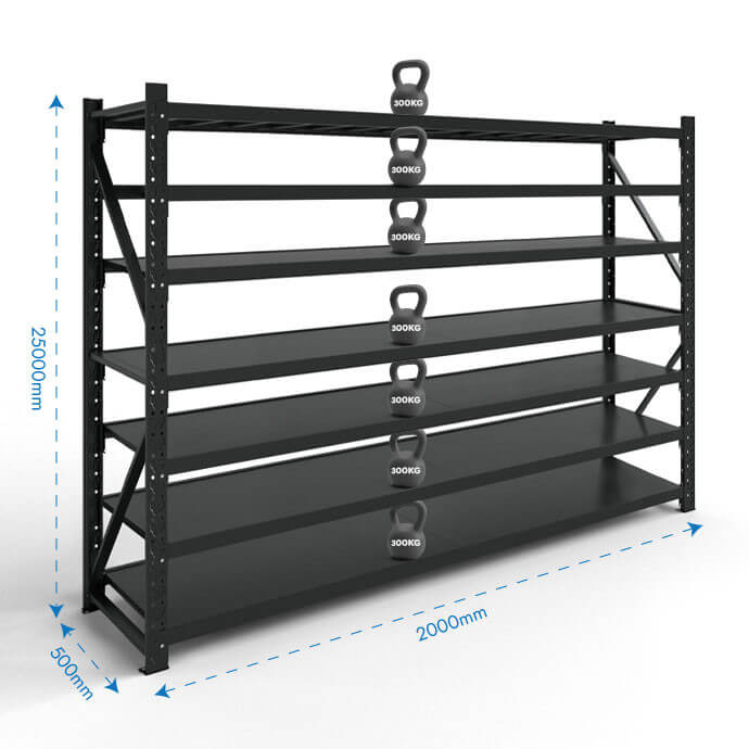 Metāla plaukti 2500x2000x500 ar 7 plauktu Rehalt Systems, bāzes sekcija 2