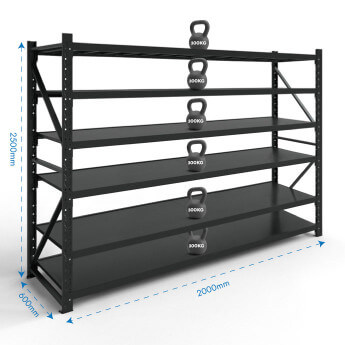 Metāla plaukti 2500x2000x600 ar 6 plauktu Rehalt Systems, bāzes sekcija 2