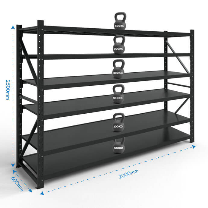Metāla plaukti 2500x2000x600 ar 6 plauktu Rehalt Systems, bāzes sekcija 2