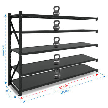 Metāla plaukti 2000x2000x600  ar 5 plauktu Rehalt Systems, papildu sekcija 2