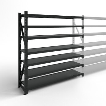 Metāla plaukti 2500x1500x400  ar 7 plauktu Rehalt Systems, papildu sekcija 3