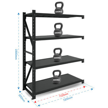 Metāla plaukti 2500x1200x500  ar 4 plauktu Rehalt Systems, papildu sekcija 2