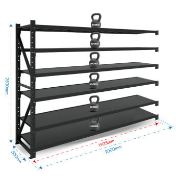 Metāla plaukti 2500x2000x500  ar 6 plauktu Rehalt Systems, papildu sekcija 2