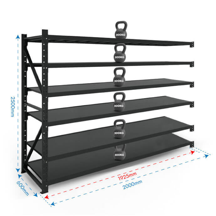 Metāla plaukti 2500x2000x600  ar 6 plauktu Rehalt Systems, papildu sekcija 2