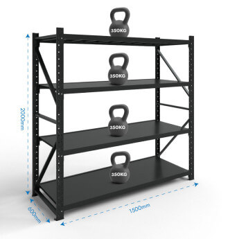 Metāla plaukti 2000x1500x600 ar 4 plauktu Rehalt Systems, bāzes sekcija 2