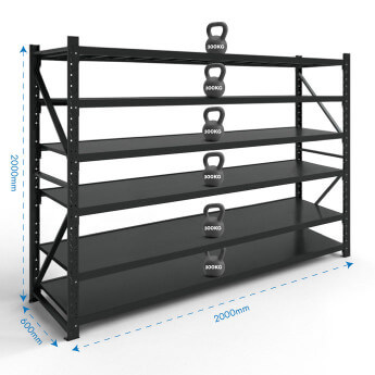Metāla plaukti 2000x2000x600 ar 6 plauktu Rehalt Systems, bāzes sekcija 2
