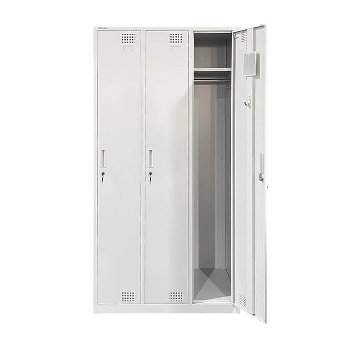 Metāla garderobes skapis Rehalt Systems 1940x900x500 ar regulējamām kājiņām, 3 durtinas 4