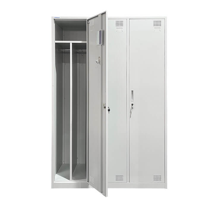 Metāla garderobes skapis ar starpsienu Rehalt Systems 1940 x 1200 x 500 ar regulējamām kājiņām, 3 durtinas 6