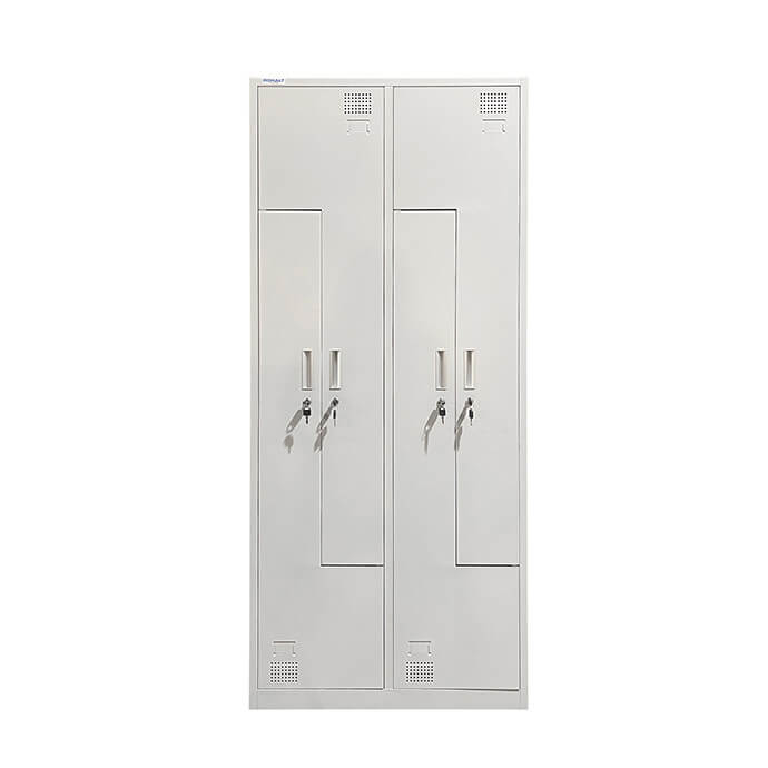 Metāla garderobes skapis ar L-durvīm, Rehalt Systems 1940 x 800 x 500 ar regulējamām kājiņām, 4 durtinas 2