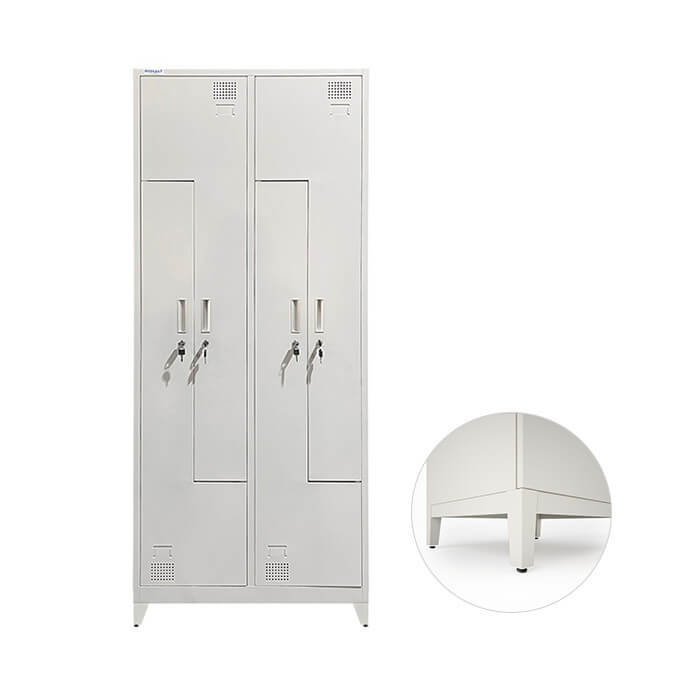 Metāla garderobes skapis ar L-durvīm, Rehalt Systems 1940 x 800 x 500 ar regulējamām kājiņām, 4 durtinas 1