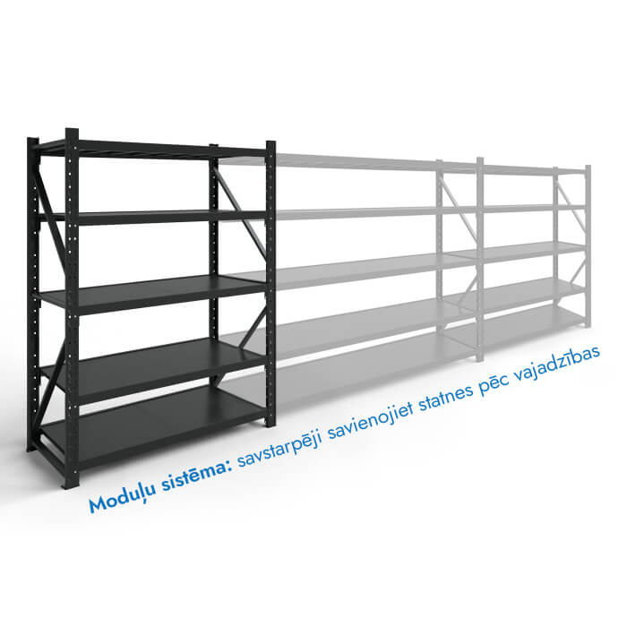 Metāla plaukti 2500x2000x500 ar 5 plauktu Rehalt Systems, bāzes sekcija 5