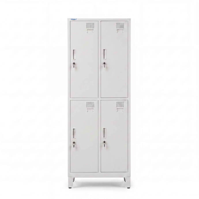 Metāla garderobes skapis, divos līmeņos Rehalt Systems 1940 x 800 x 500 ar regulējamām kājiņām, 4 durtinas 1