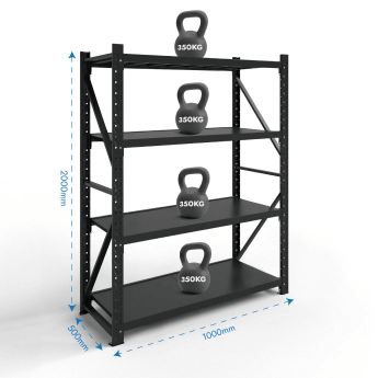 Metāla plaukti 2000x1200x500 ar 4 plauktu Rehalt Systems, bāzes sekcija 2