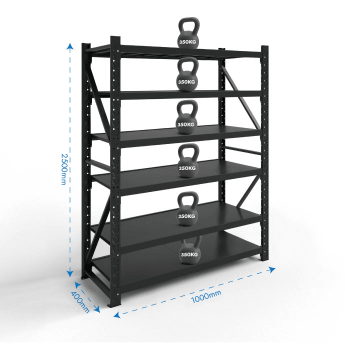 Metāla plaukti 2500x1000x400 ar 6 plauktu Rehalt Systems, bāzes sekcija 2