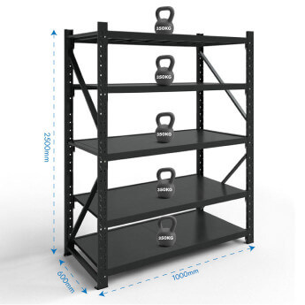 Metāla plaukti 2500x1000x600 ar 5 plauktu Rehalt Systems, bāzes sekcija 2