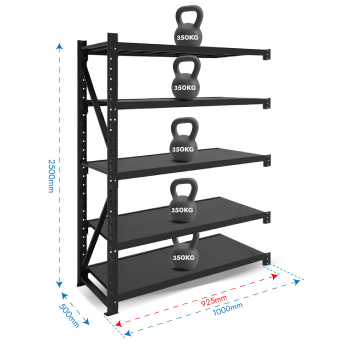 Metāla plaukti 2500x1000x500 ar 5 plauktu Rehalt Systems, papildu sekcija 2