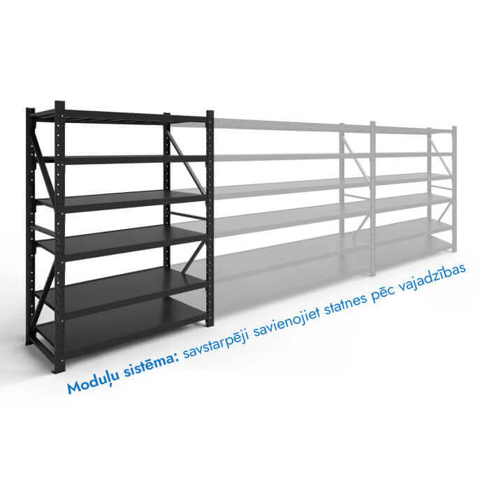 Metāla plaukti 2500x1000x600 ar 6 plauktu Rehalt Systems, papildu sekcija 4