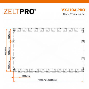 PVC tenta angārs Zeltpro VX-110A-PRO Series 12