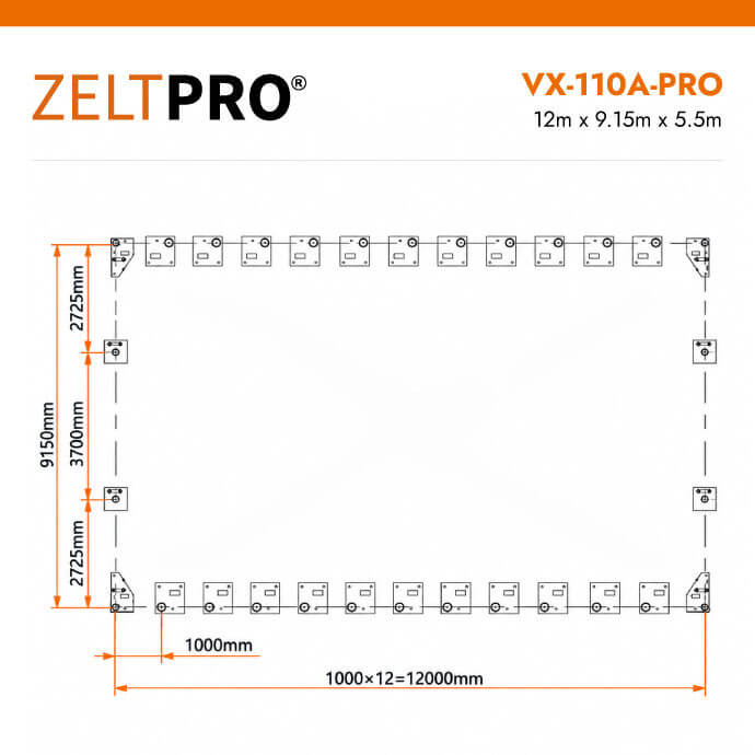 PVC tenta angārs Zeltpro VX-110A-PRO Series 12