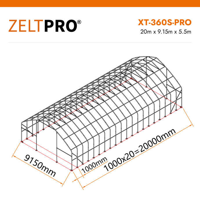 PVC tenta angārs Zeltpro XT-360S-PRO Series 11