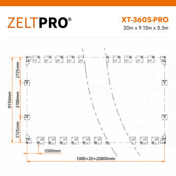 PVC tenta angārs Zeltpro XT-360S-PRO Series 12